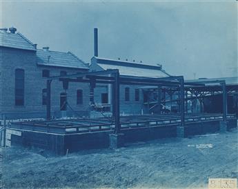 (DETROIT--CYANOTYPES) Group of approximately 57 photos by Lloyd Construction Company of patents, construction sites, and machinery.